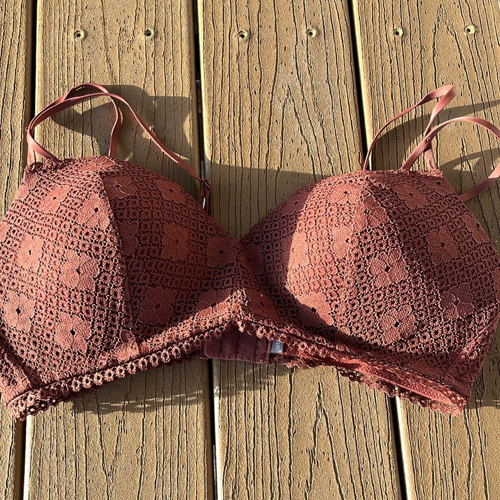 aerie Rust Lace Push-Up Bra